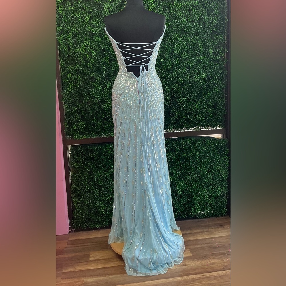 Primavera Couture Light Blue Sequin Prom Dress - Picture 2 of 4